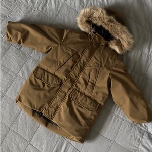 Brown boys Fur-Trimmed Hooded Down Parka Zara 6-7 years